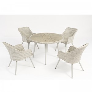 alumínium rattan szabadtéri bútorok kerekasztal 4 székkel