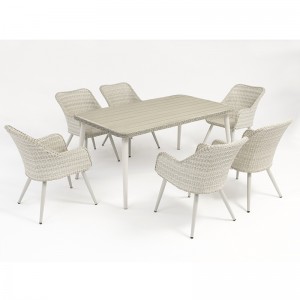 alumínium rattan kültéri bútorok téglalap asztal 6 székkel